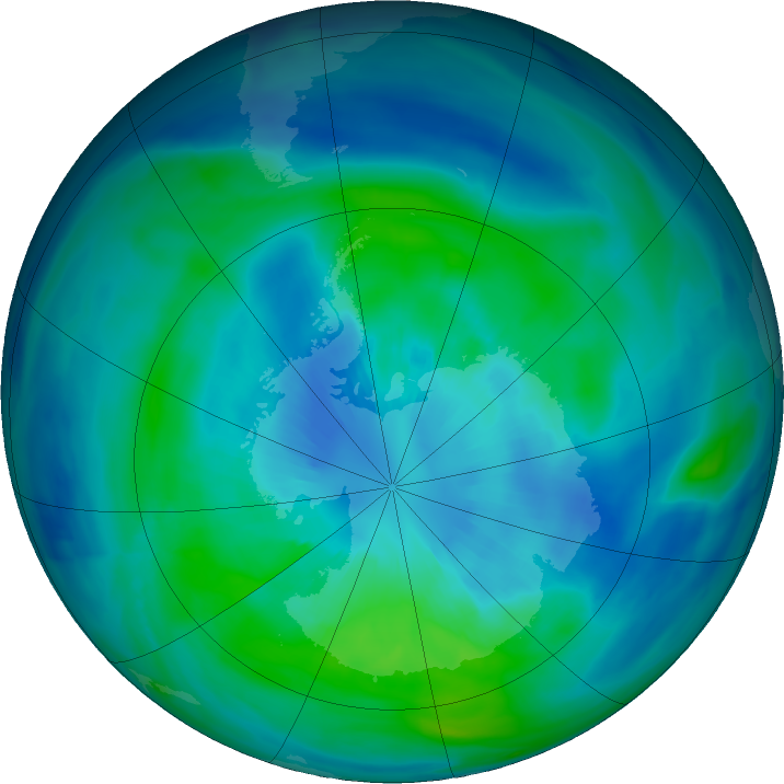 Antarctic ozone map for 27 March 2020